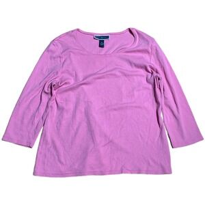 Karen Scott 3/4 Sleeve T Shirt Women's Size XL Pink Knit Cotton
